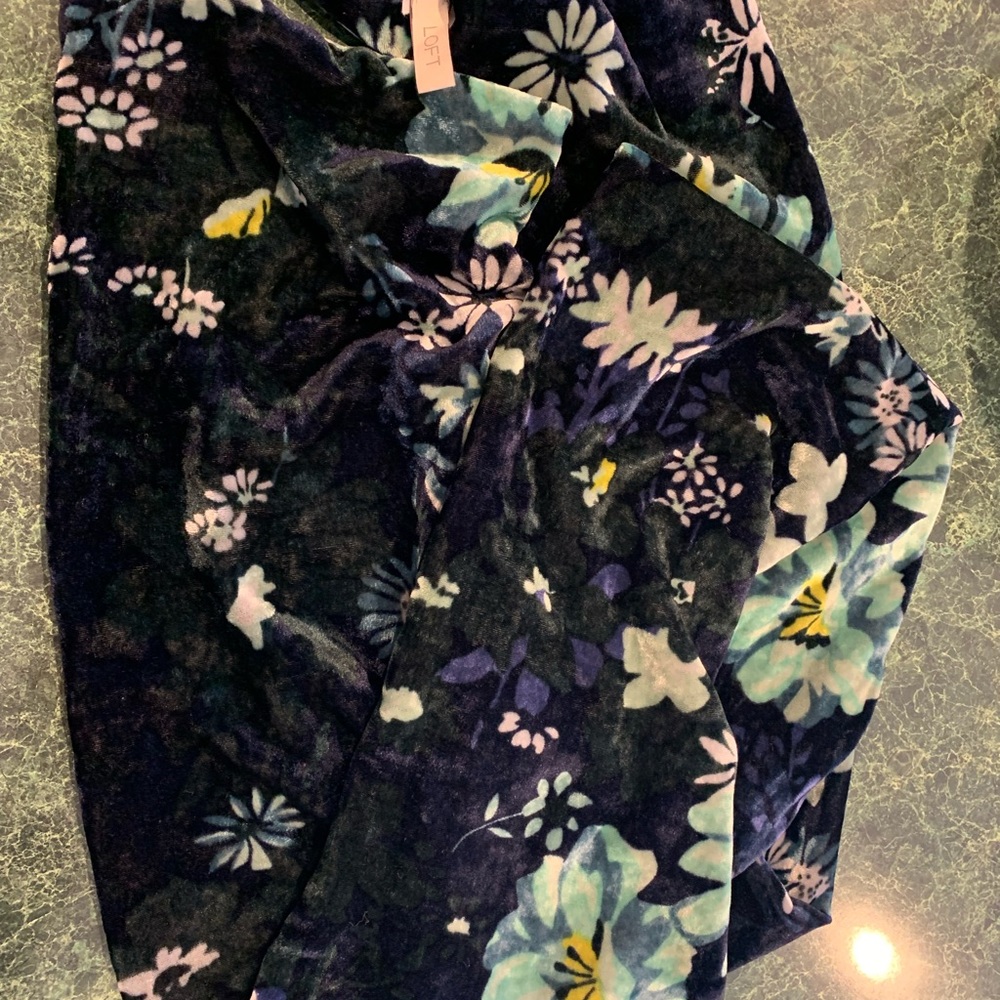 Navy Floral Velour Scarf by Loft